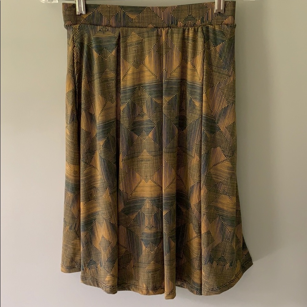 Lularoe XS gold navy slinky skirt